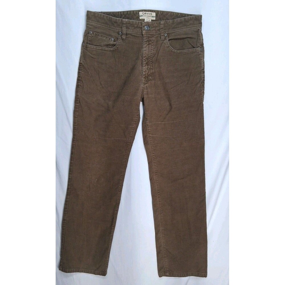 Orvis 5-Pocket Corduroy Pants Mens 32x30 Brown Straight Leg Stretch Casual